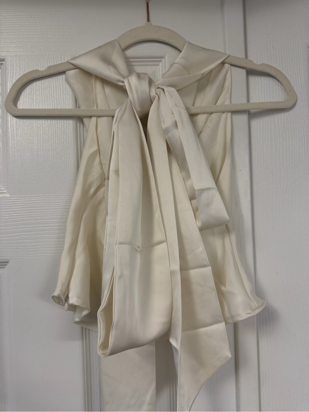 White Satin Halter Tie Top - Women - Picture 2 of 3